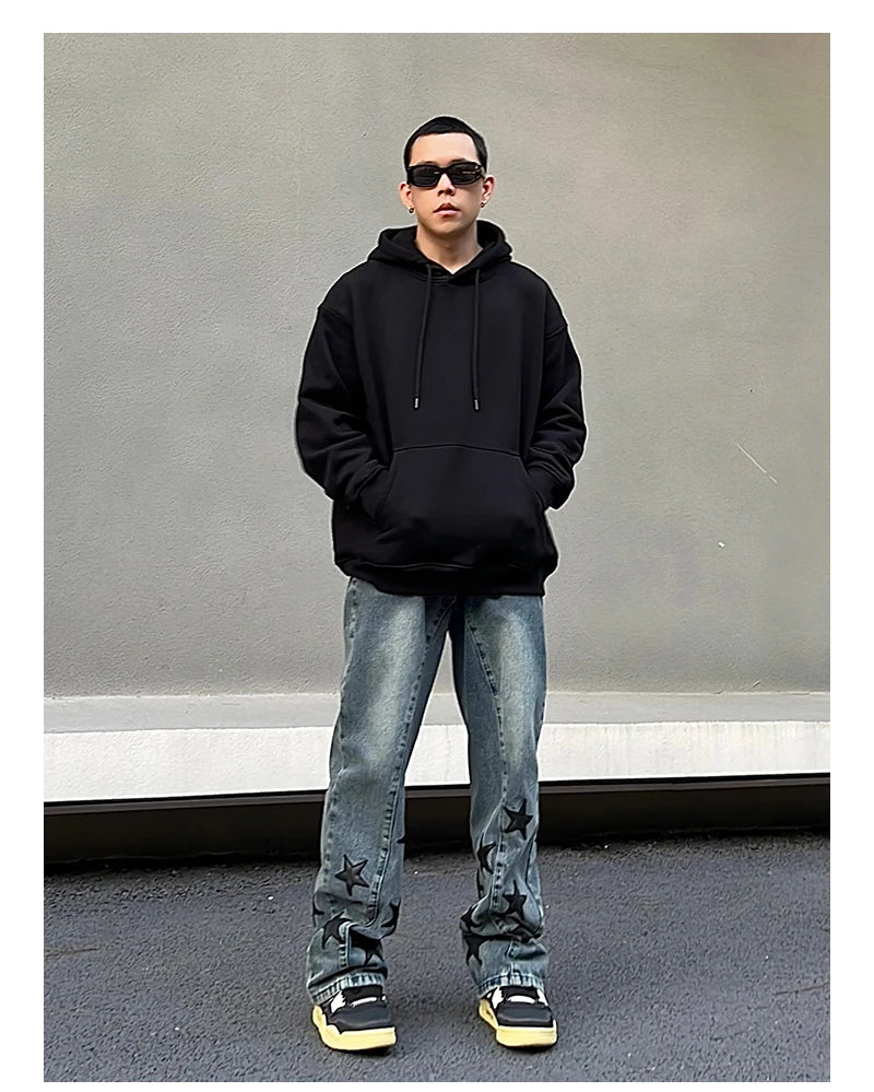 mens high street stars embroidery denim jean pants casual loose straight jeans hip hop y2k unisex pants streetwear joggers unique joggers style 3931