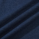 Glitchcore Melting smiley – Denim Blue Knitted Henry Collor T Shirt Men Vintage Topstitc