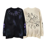 hip hop knitted sweater streetwear mens letter rose printed punk gothic oversized o neck pullover jumpers harajuku loose tops aesthetic street look hoodie, Y2K vintage urban hoodie, unique limited edition hoodie