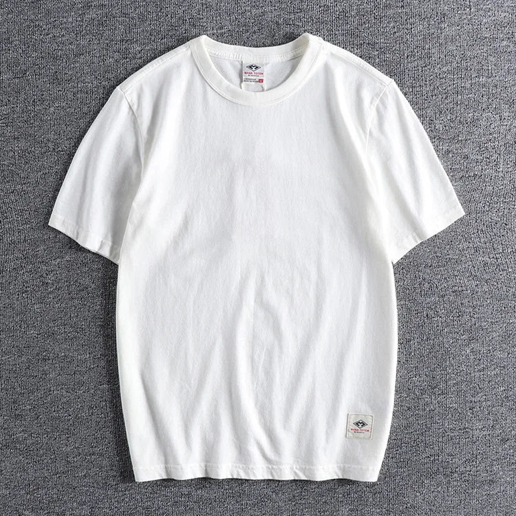 Vaporwave Chrome logo – Summer Mens Short Sleeved Retro Youth Solid Color Heavy Roun