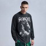 Rainbowtouches Washed Long Shirts For Men Fashion Design Printed Cotton Tidal Current Comfortable Style Black Men's Clothing