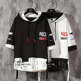 Men Fashion Ribben Hoodie Summer Short Sleeve Hoodies Mens Hoodies Tsh