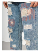 destroyed ripped jeans straight jean pants men biker jeans fashion zipper streetwear trousers hip hop pants joggers baggy jeans unique joggers style 3171