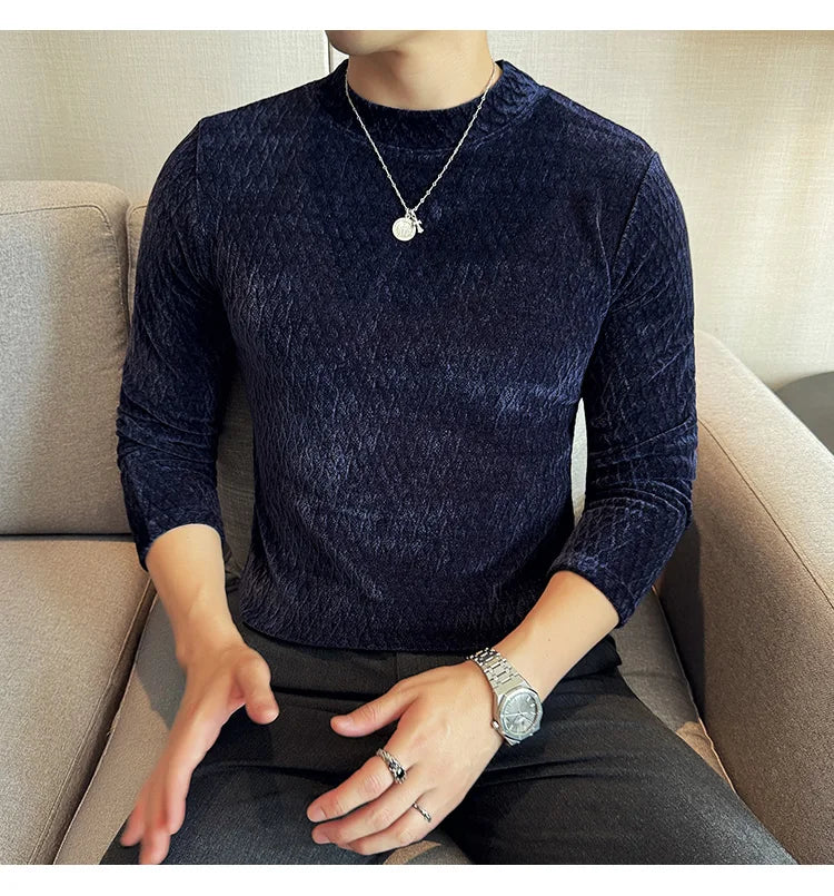 Skatercore Graphic tee – Autumn Winter Semi Turtleneck Stretch Slim Fit Long Sleeve T