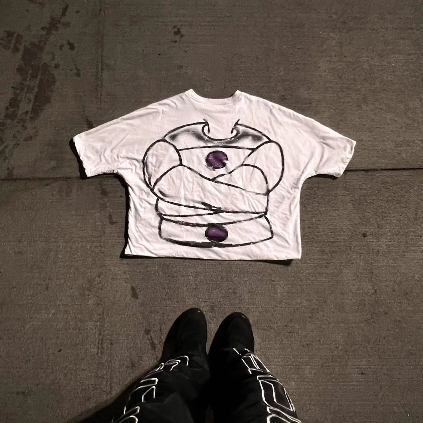 Skatercore Anime panel – American Fashion Trend Letter Print Oversized Round T Shirt