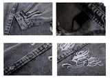 Hip Hop Denim Jeans Shirt Harajuku Retro Washed Letter Embroidery Long Sleeve Shirts for Men High Street Casual Loose Tops Shirt