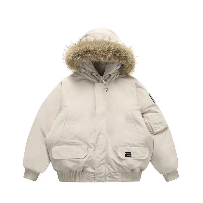 grunge winter jacket, layered citywear - comfortable cotton fit with bold prints