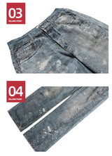 dirty tie dye baggy jeans mens streetwear hip hop loose blue denim pants hi street luxury designer jeans trousers man unique jeans style 2197