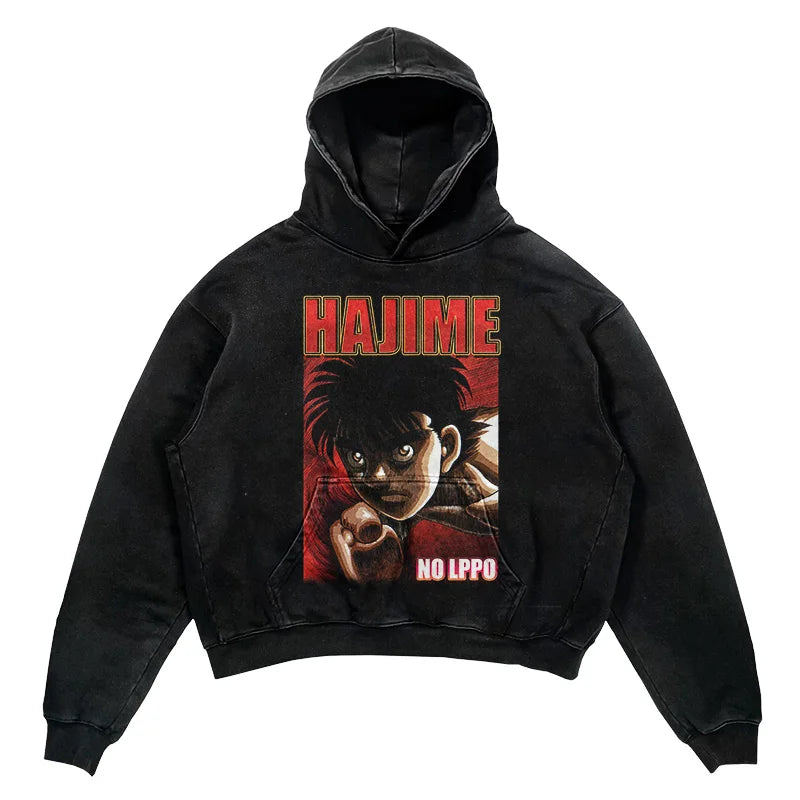 2024 Men Spring Hoodie Retro Japanese Anime Graphic Hoodies Boxer Hip