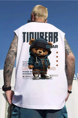 Harajuku Tribal flames – Gothic Punk Bear Print Tank Tops For Men Hip Hop Oversized S