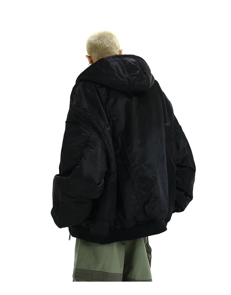 Men Oversize Jacket Winter Parkas Streetwear Thicken Warm Hooded Cotton Padded Bomber Jackets Hip Hop Fashion Casual Loose Coats