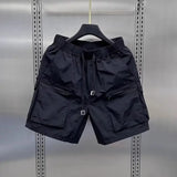 men shorts summer outdoor glossy cool feeling quick dry wide leg pants functional wind large pockets trendy men workwear shorts unique shorts style 1552