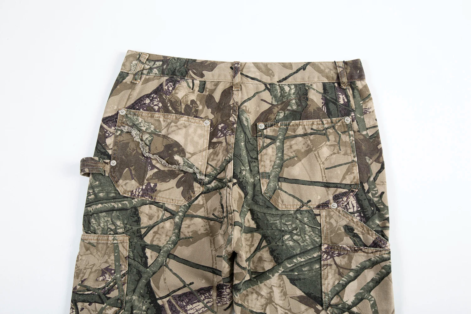 high street leaf camouflage logging pants for men straight patchwork baggy jeans cargos y2k pantalones hombre oversized trousers unique cargo style 1187