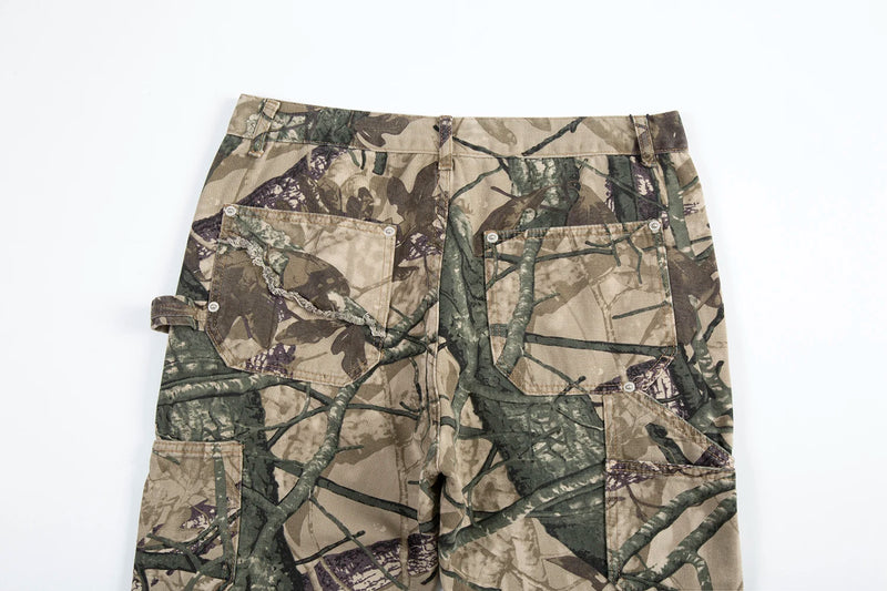 high street leaf camouflage logging pants for men straight patchwork baggy jeans cargos y2k pantalones hombre oversized trousers unique cargo style 1187