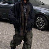 anime melting smiley featuring undermycar 2024 new high quality shirt plaid cover with layered zipper open up hoodie black