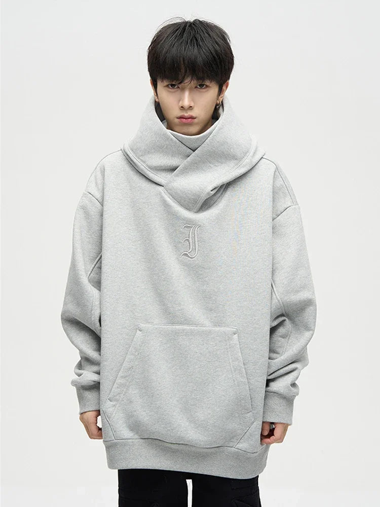 Autumn Ninja Streetwear Turtleneck Hoodies For Men Letter Embroidered Hip Hop Fashion Sweatshirts Y2K Vintage Fleece