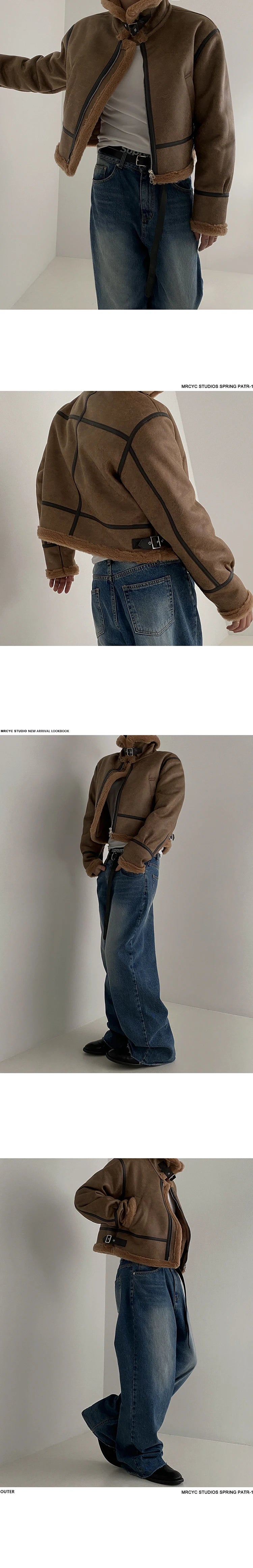 Winter Fur One-piece Cotton-padded Coat Men's Winter Korean-style Loose Suede Deer Leather Lambskin Motorcycle Leather Jacket