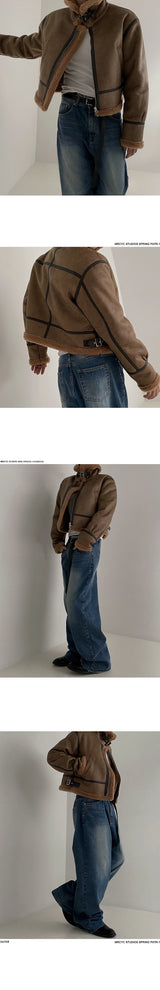 Winter Fur One-piece Cotton-padded Coat Men's Winter Korean-style Loose Suede Deer Leather Lambskin Motorcycle Leather Jacket