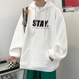 New In Letter Stay Print Sweatshirts Men Casual Vintage Fleece Pullover