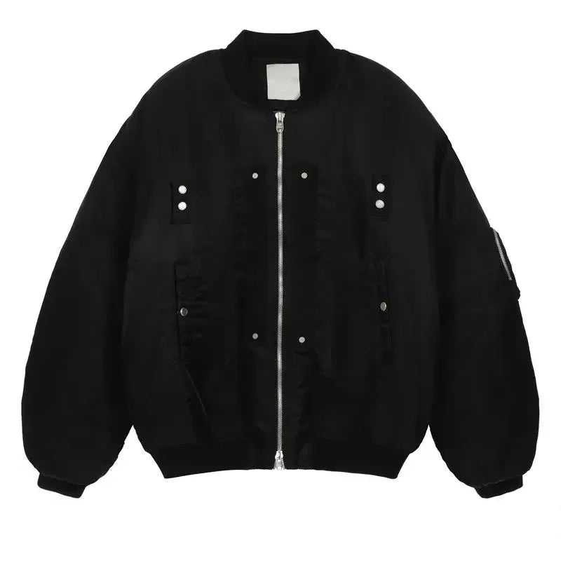 undermycar 2023 new high street fashion brand quality multi pocket flight jacket cotton coat black nan streetwear photo styli - variant style 44f8a0 for streetwear fashion