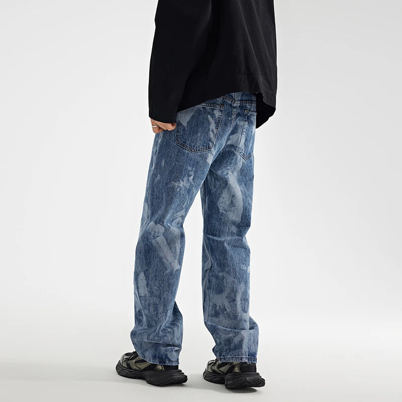 designer human printed denim jeans mens new casual zipper straight hip hop jeans streetwear baggy pants joggers graphic jeans sporty tapered joggers