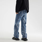 designer human printed denim jeans mens new casual zipper straight hip hop jeans streetwear baggy pants joggers graphic jeans sporty tapered joggers