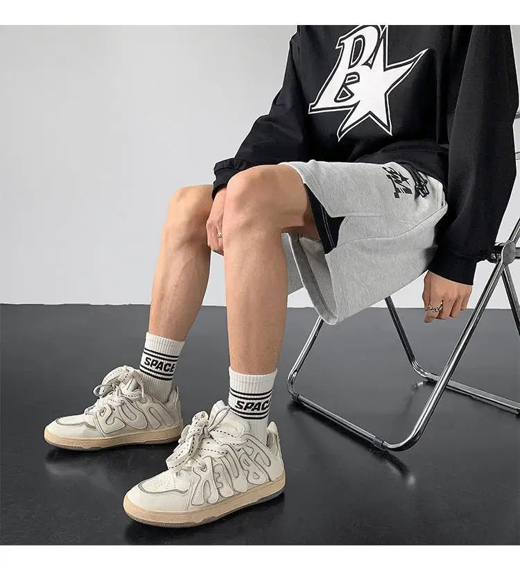 Korean fake two-piece sports basketball shorts men summer American fashion