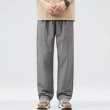 2024 new linen straight baggy pants for men summer breathable wide leg trousers y2k streetwear drawstring gym pantalones hombre urban fashion pants