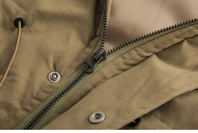 Outdoor Multi Pocket Thicken Man Jacket Winter Retro Warm Camping Cotton-padded Clothes Casual Print Loose Hooded Fashion Coat