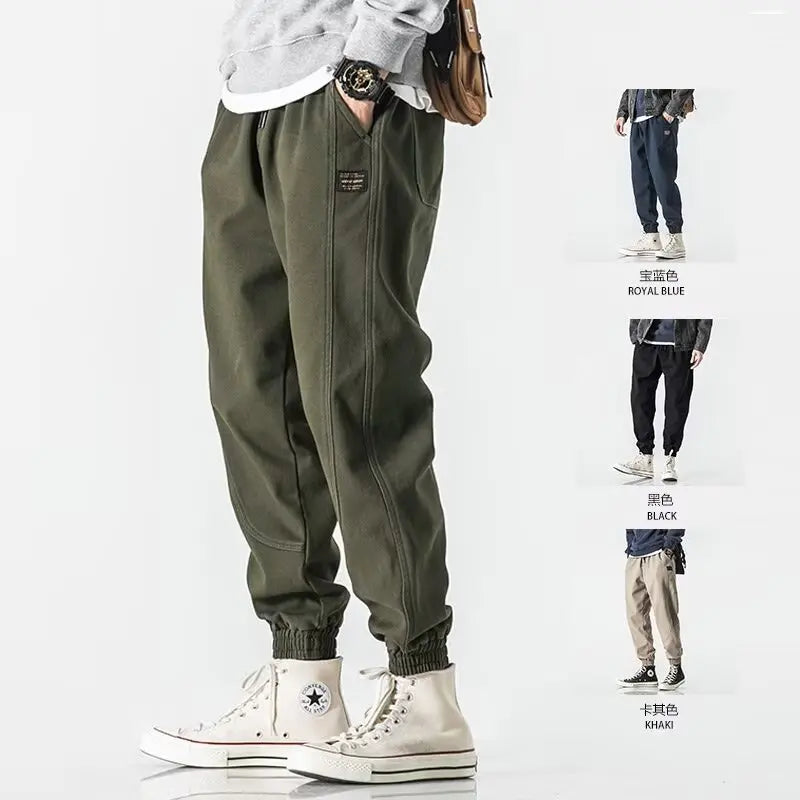 2024 autumn mens khaki cargo pants korean slim fit sports pants harajuku high street sweatpants casual mens clothing new unique joggers style 4377