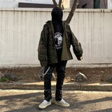 Undermycar High Street Trendy Brand High Quality Extra Large Washed and Worn Dark Checker Patch Camo Shirt