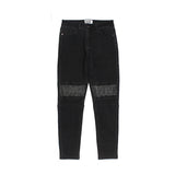 high street white knee pleated vertical stripe elastic fit skinny jeans male casual small leg jeans pants slim mens clothing vintage washed jeans