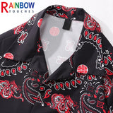 Rainbowtouches Unisex Summer Fresh Style Crane Digital Printing Comfortable  PrintingPolyester Casual Hawaii Street Wear Shirts