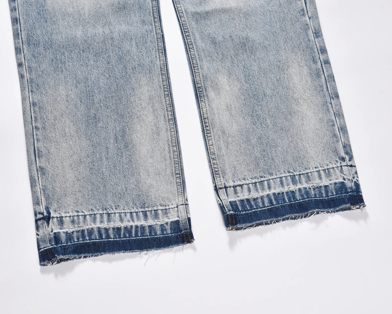 kanye west heavy industry high street jeans straight tube washed knives cut ground edges sagging jeans pants holes for men unique jeans style 2030