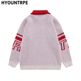 men knitted sweater jumper casual polo neck letter casual long sleeve streetwear hip hop autumn winter pullover knitwear sweater - oversized streetwear hoodie, graphic printed hoodie for men and women, anime inspired graphic hoodie