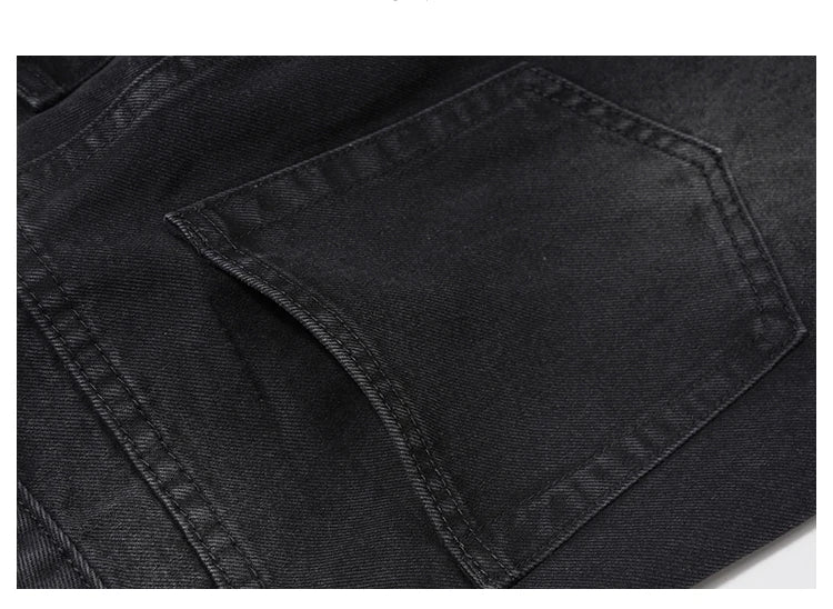 knee ripped patchwork jeans for men hip hop skinny biker taped jean trouser slim fit black denim pants fashion streetwear jogger unique joggers style 3030