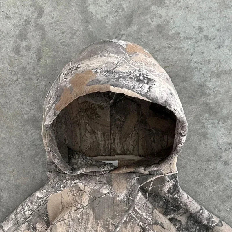 Y2K Harajuku Hoodie Vintage Camouflage Pattern Pullover Gothic Oversiz