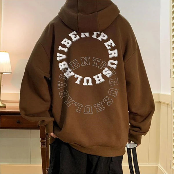 Autumn Hip Hop Letter Printed Pullovers Hoodies For Men Casual Fleece Streetwear Oversize Hoody Y2K
