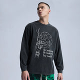 Glitchcore Design – Rainbowtouches Washed Long T Shirt Unisex Vintage Fashion Sk – Edgy Streetwear for All Genders