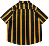 Men Hawaiian Shirt Contrast Vertical Stripes Simple Short Sleeve Blouse Casual Fashion Streetwear Summer Harajuku Beach Tops