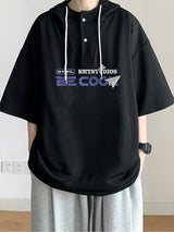 Harajuku Vintage anime – New Mens Casual Hooded Y2K T Shirt Summer Short Sleeve