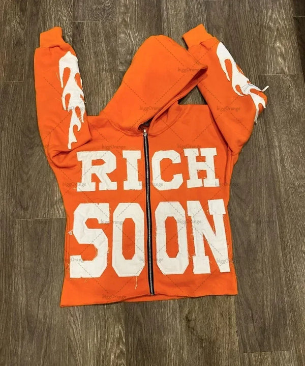 European And American Fashion Zipper Sweatshirt Men Y2K Trendy Letter
