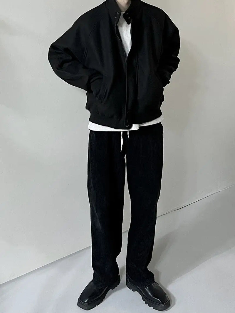 Autumn and Winter Korean Grey Stand Up Collar Jacket for Men's Trendy Ins Loose and Versatile Design Y2K Zipper Short Coat