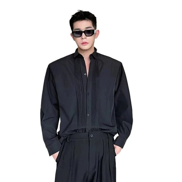 Men French Vintage Fashion Business Casual Long Sleeve Loose Dress Shirts Man Korean Streetwear Party Shirt Blouses