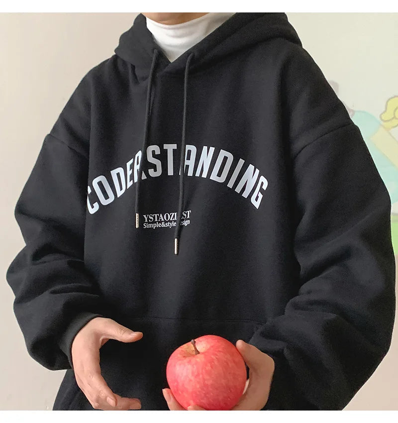 Autumn Mens Letter Design Printed Pullovers Hoodies Y2K Vintage Street