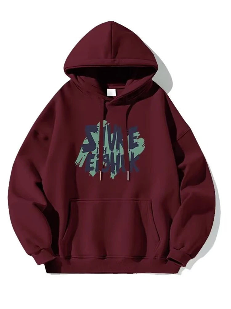Autumn Design Letter Print Fleece Hoodies For Men Fashion Hip Hop Over