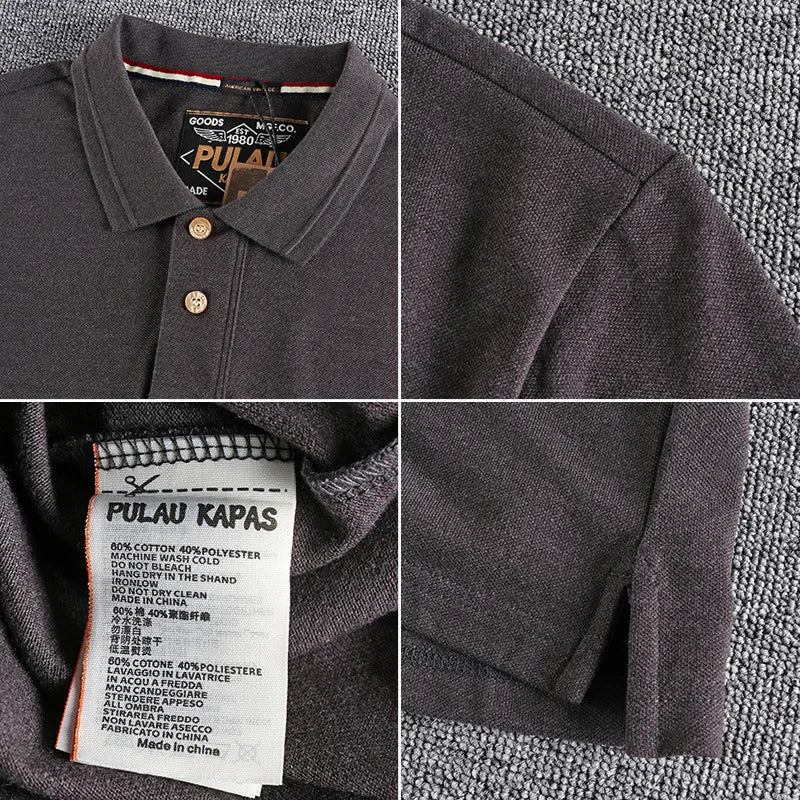 Gothic Vintage print – Summer Mens Polo Shirt Cotton Lapel T Shirt Retro Loose Soli