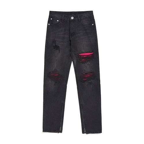 knee ripped patchwork jeans for men hip hop skinny biker taped jean trouser slim fit black denim pants fashion streetwear jogger unique joggers style 3011