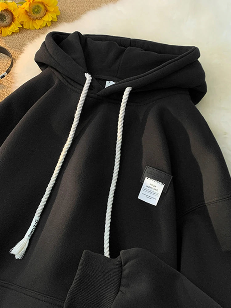 New in Solid Color Hooded Sweatshirts For Men And Women Y2K Streetwear Appliques Hoodies Autumn Oversize Fleece Pullover