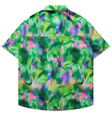 Men Shirts Summer Thin Half Sleeve Shirt Green Colorful Fantasy Top Casual Loose Fashion Clothing Beach Versatile Tops Unisex